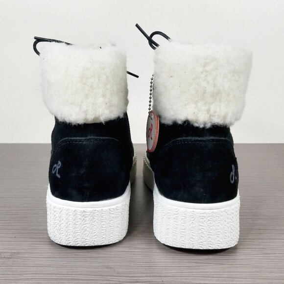 Religious Comfort Key Lime High Top Faux Fur Booties Black Suede Womens Size 7 M - Picture 5 of 10